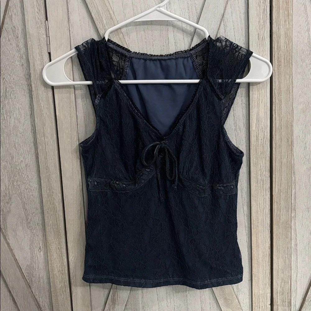 Dusty Blue Lace Sleeveless Top - Picture 1 of 6
